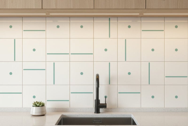 Cozinha moderna com Painel Stella TAI em verde menta