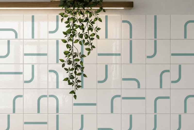 Painel Max Verde Menta em parede de cozinha — TAI Azulejos